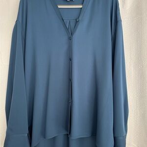 Women's Vince Teal Blue Silk Blouse